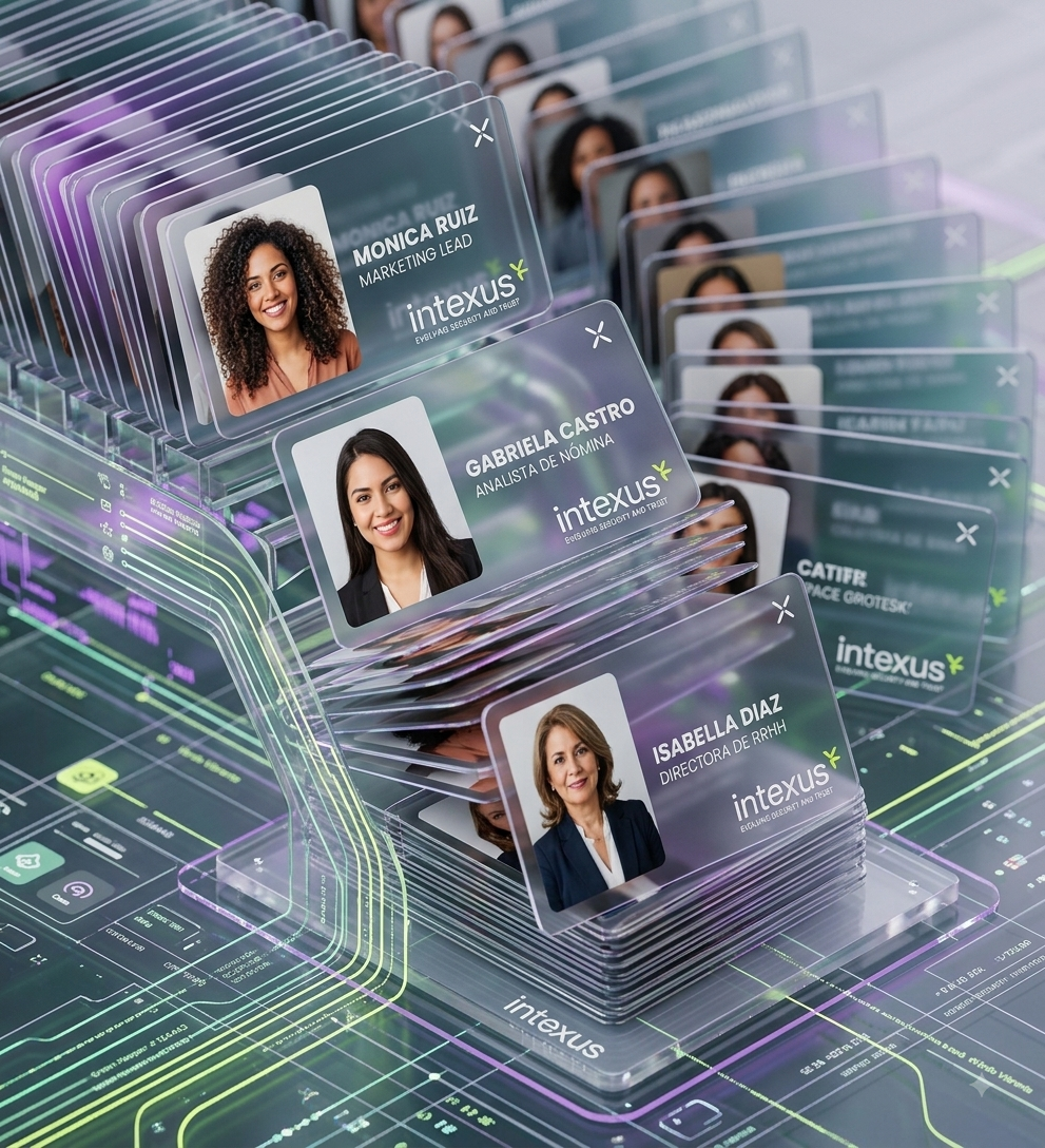Flujo digital de emisión masiva de credenciales corporativas Intexus